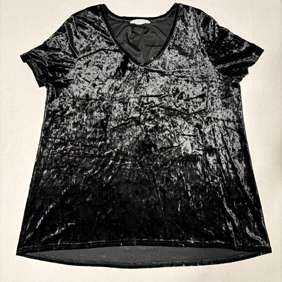 Spring + Mercer Velvet Legging Tee Black Crushed Velvet VNeck Top XXL Whimsigoth - Picture 3 of 8